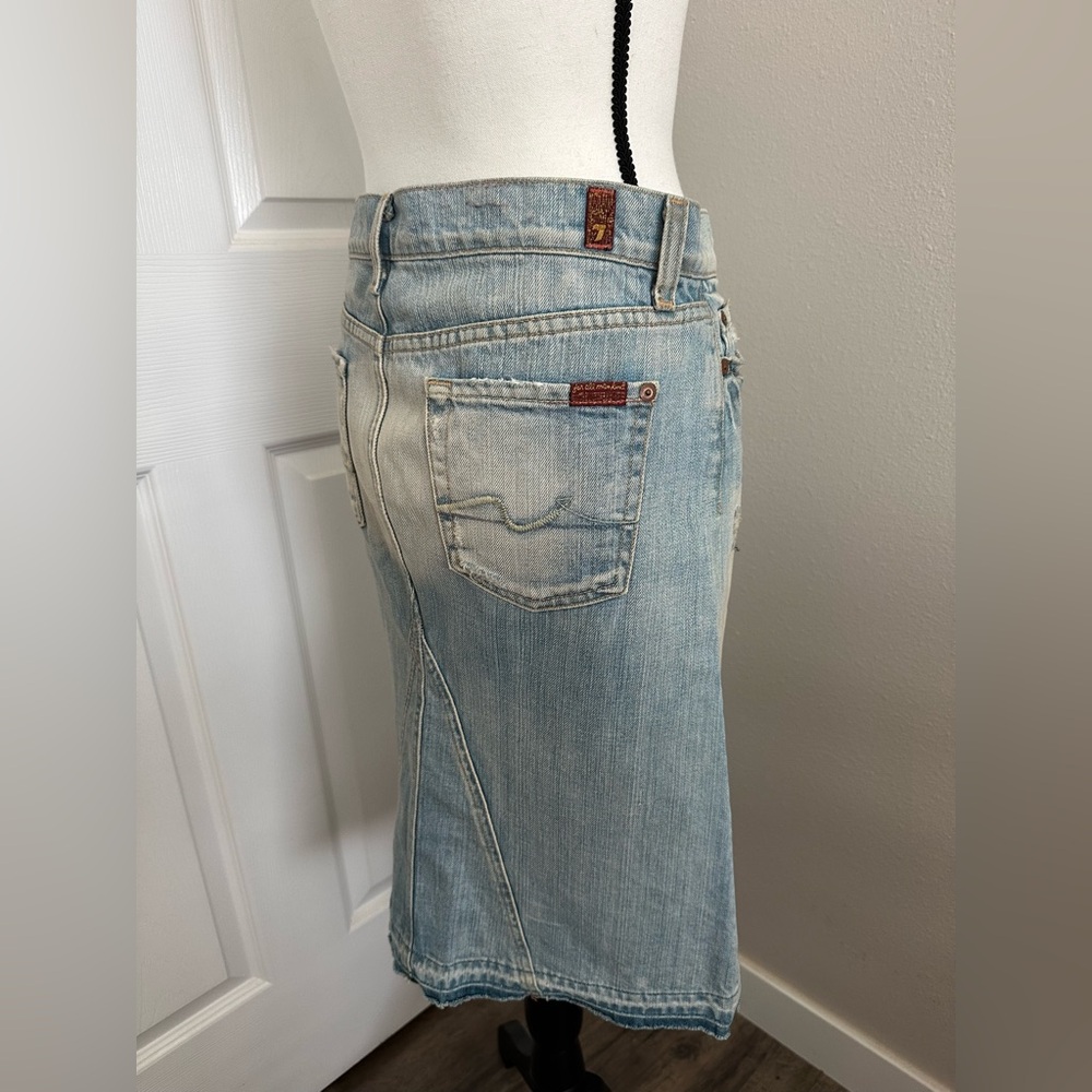 7 For All Mankind Denim Midi Skirt